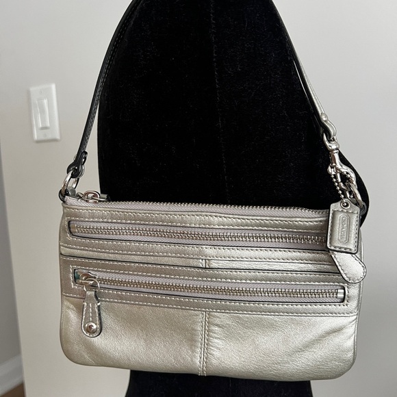 Coach Silver Leather Shoulder Bag - Picture 8 of 11
